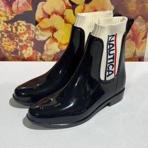 Nautica Women’s Black/White Rain Boots, Size 7 New No Box